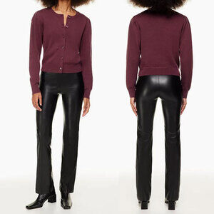 ARITZIA NWT Wilfred Elaine Vegan Leather Flared Pant in Black Size 12